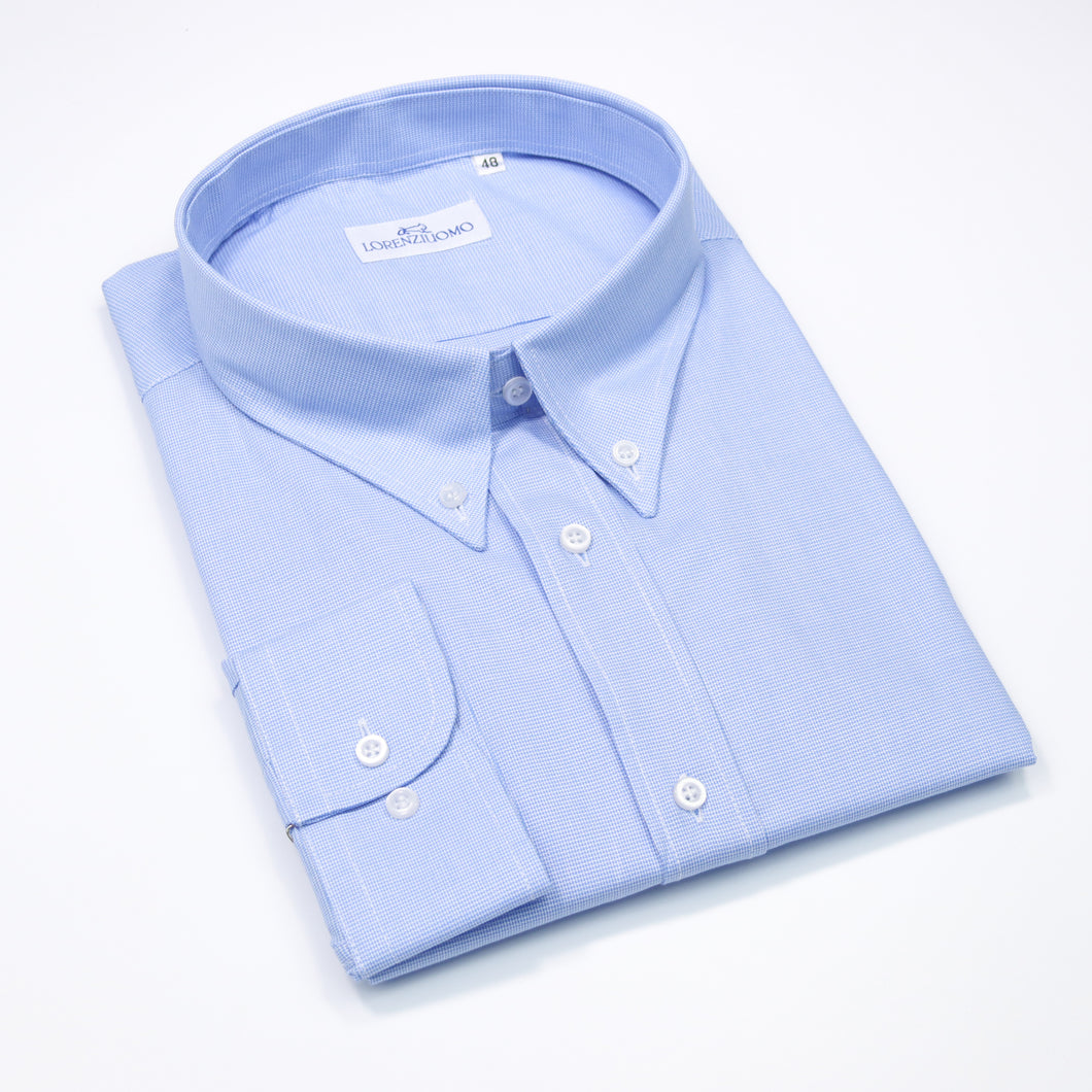 Camicia azzurra calibrata collo button down con taschino 4412