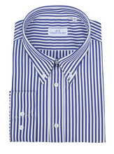 Carica l&#39;immagine nel visualizzatore di Gallery, Camicia a righe calibrata collo button down con taschino 4752
