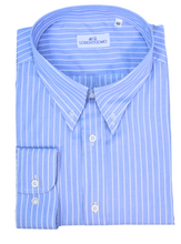 Carica l&#39;immagine nel visualizzatore di Gallery, Camicia azzurra calibrata collo button down con taschino 4430
