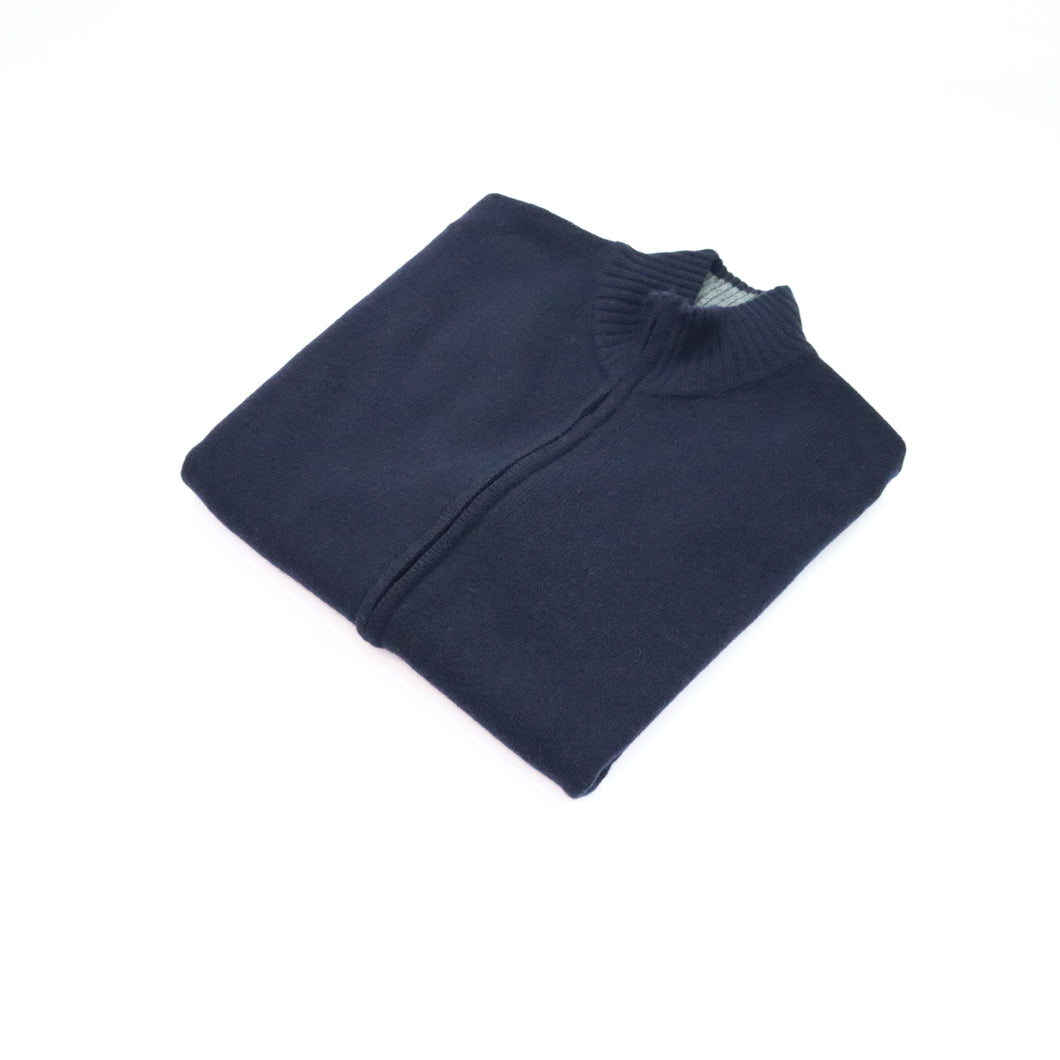 Maglione blu zip lunga calibrato 4577