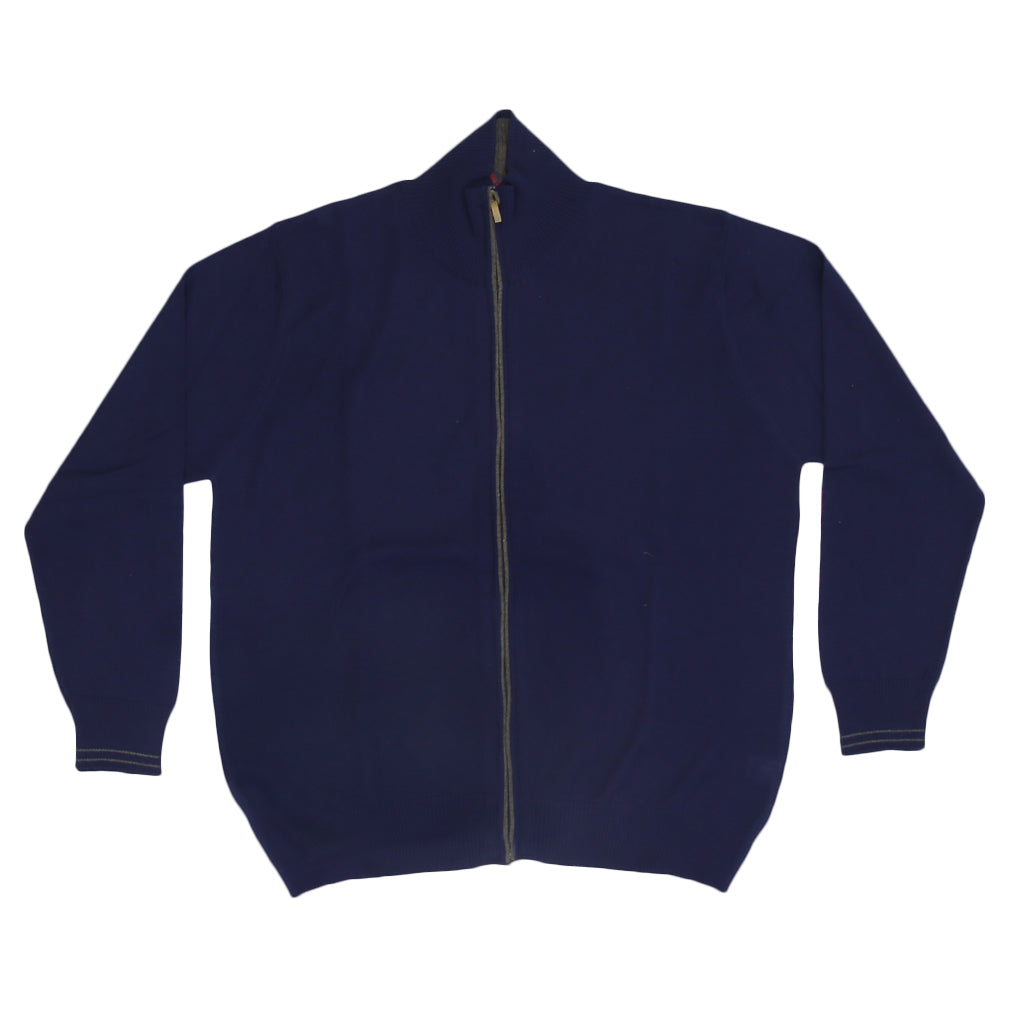 Maglione blu con zip lunga calibrato 0481