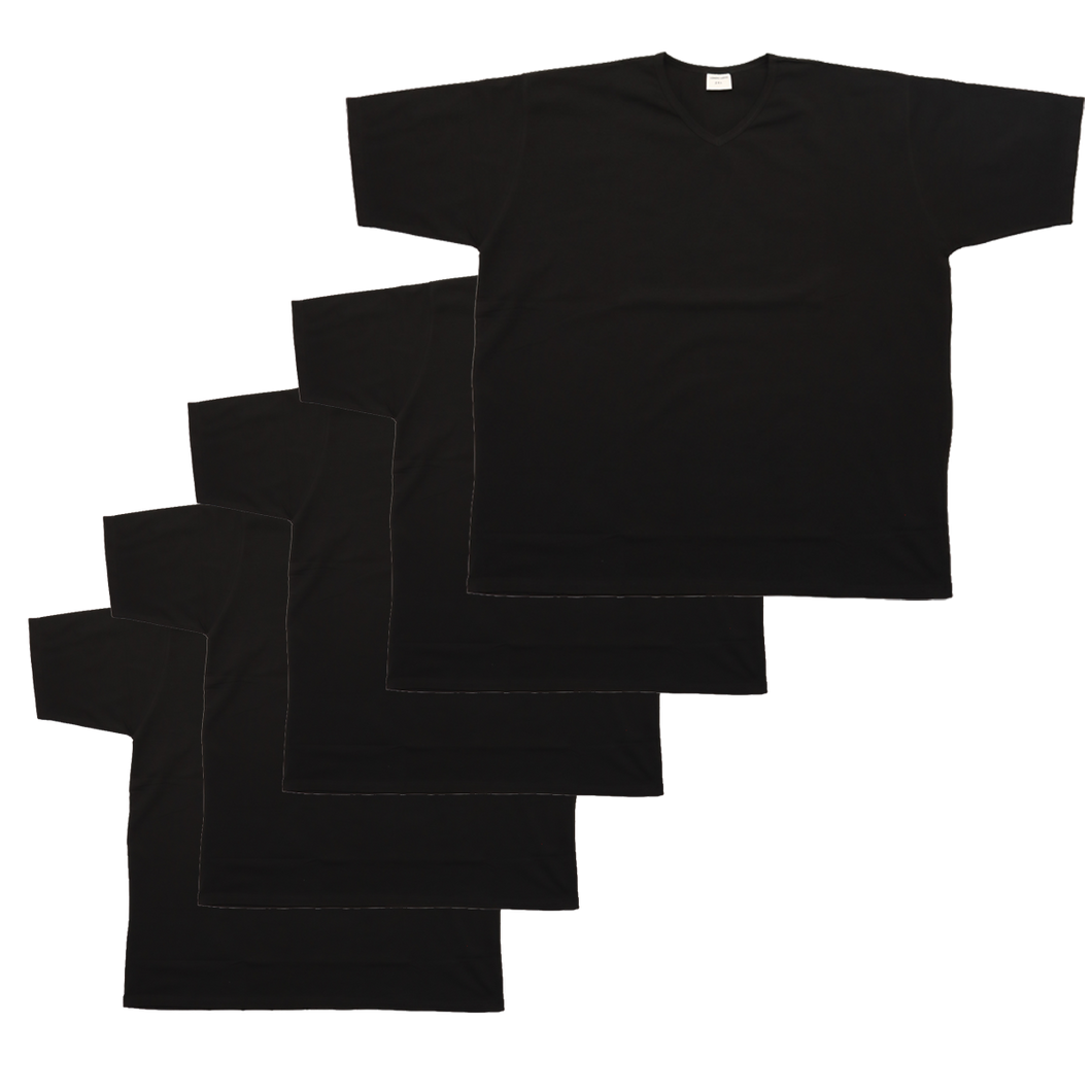Maglietta intima nera con scollo a V 5 pz 0627