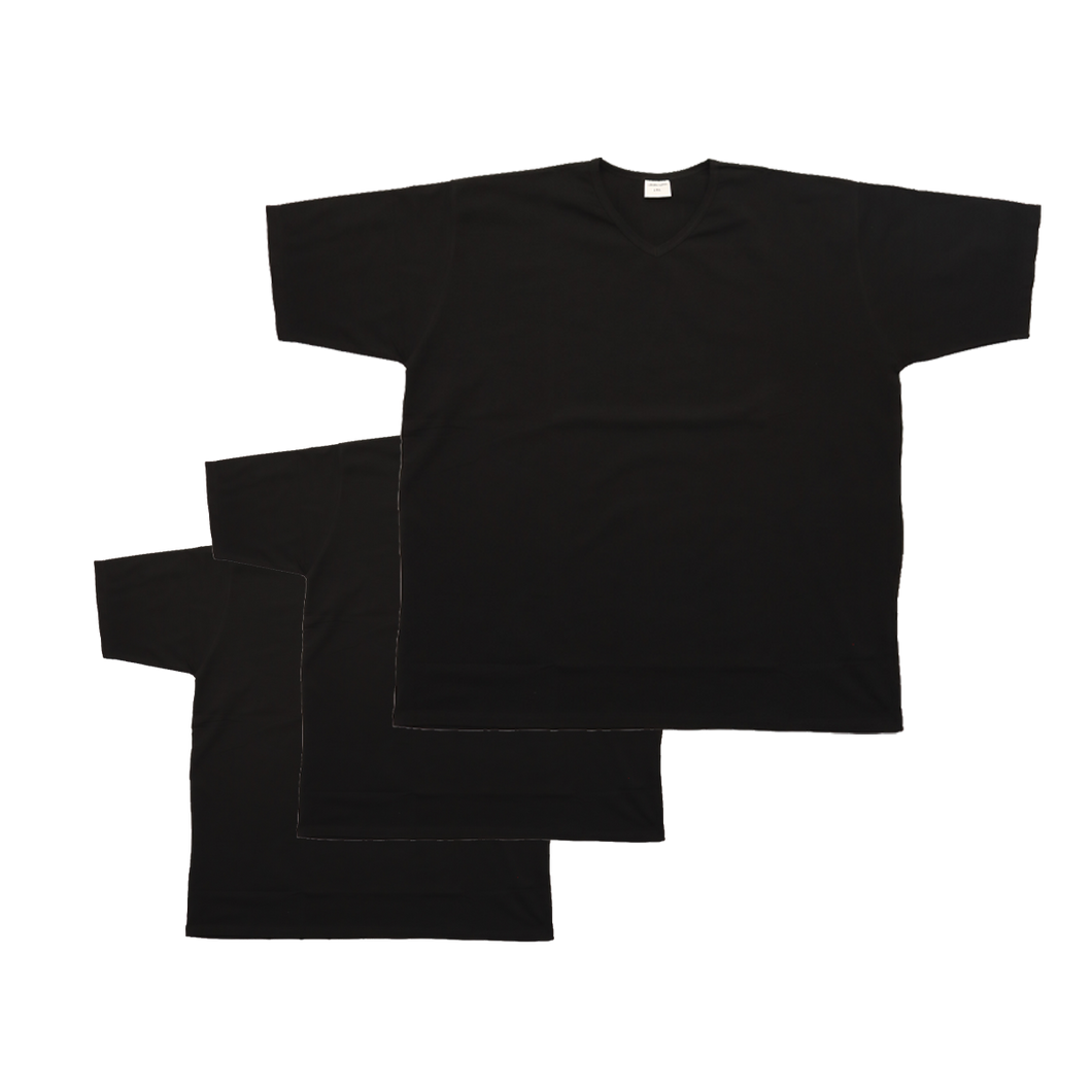 Maglietta intima nera con scollo a V 3 pz 0627
