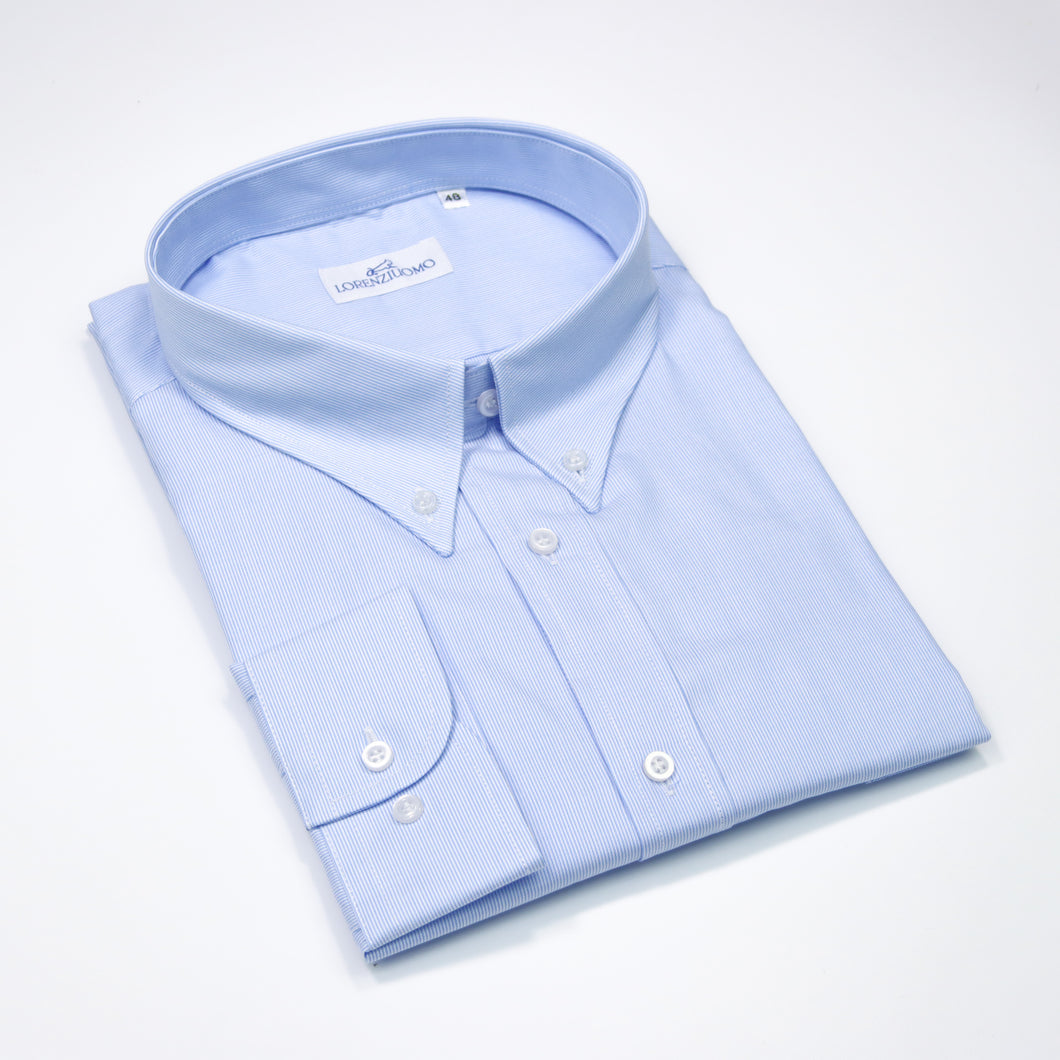 Camicia azzurra calibrata collo button down con taschino 4408