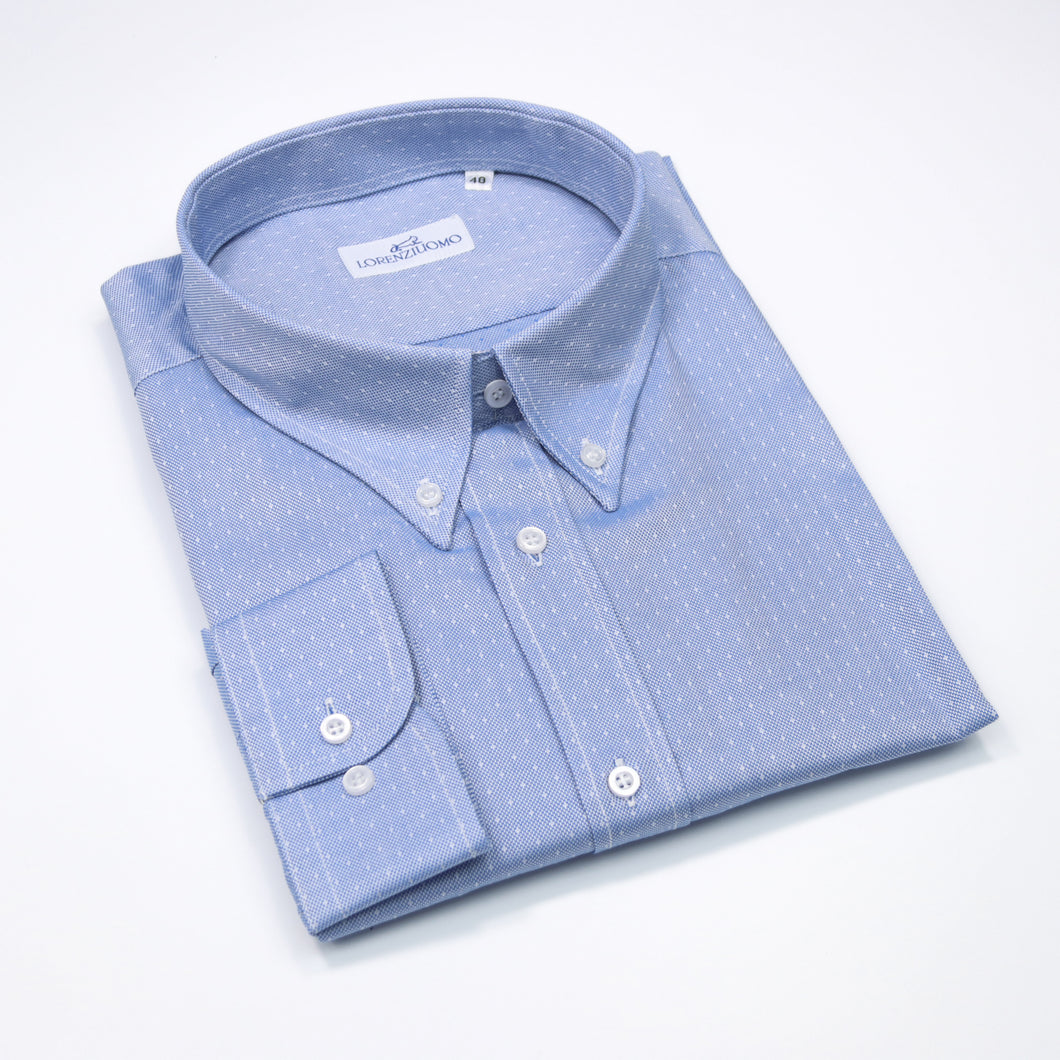 Camicia blu calibrata collo button down con taschino 4410