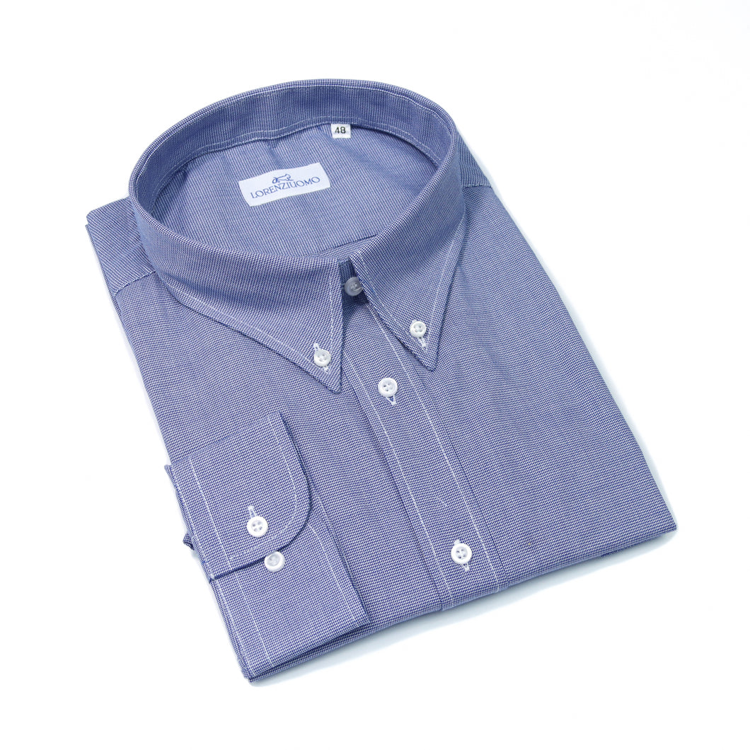 Camicia blu calibrata collo button down con taschino 4428