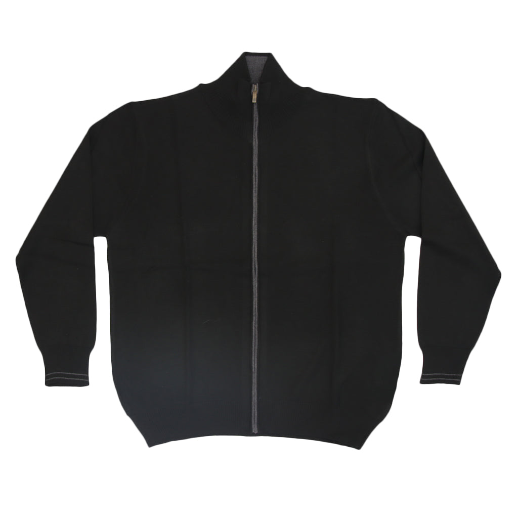 Maglione nero con zip lunga calibrato 2957