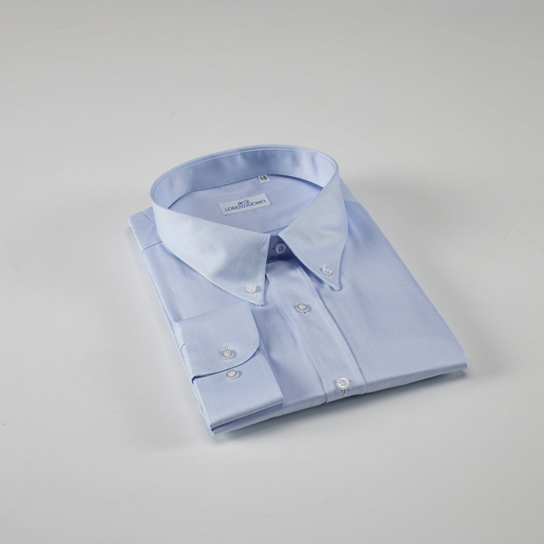 Camicia azzurra calibrata collo button down con taschino 4018