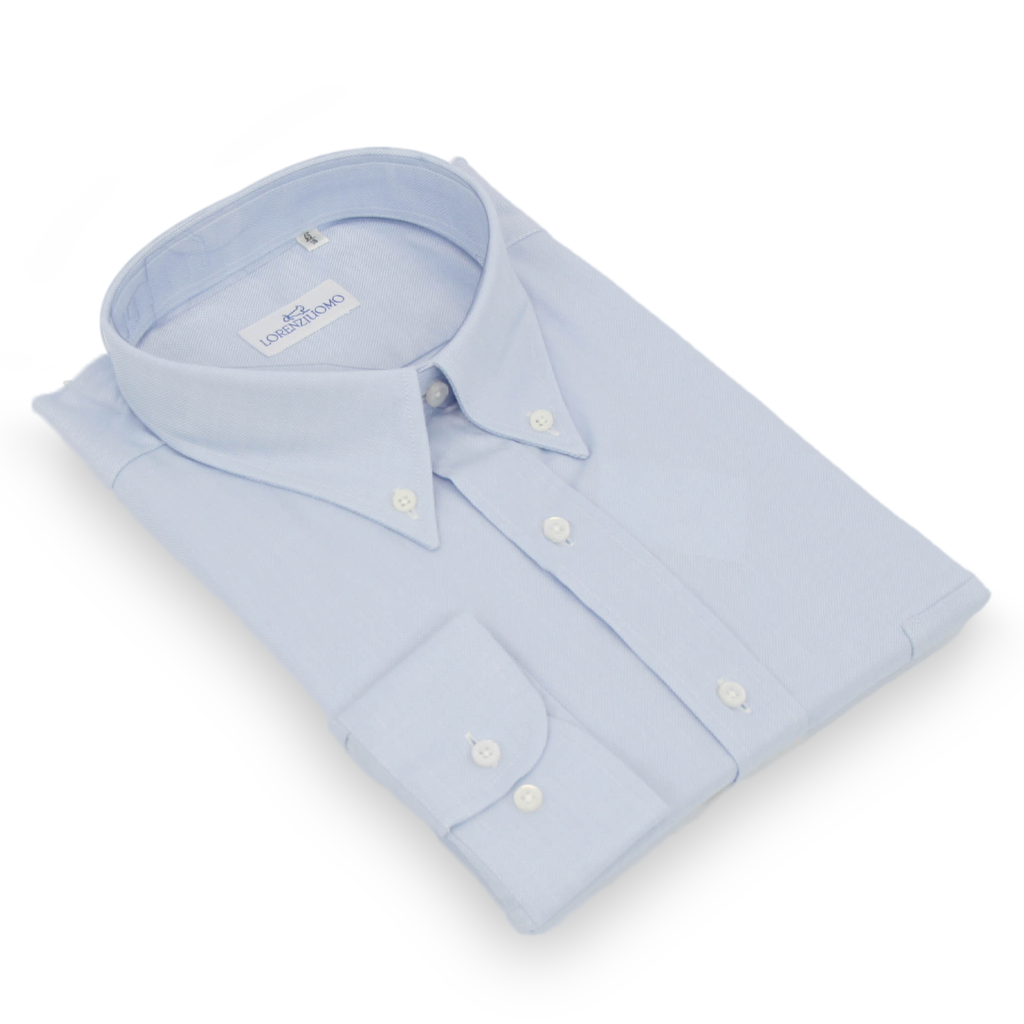 Camicia azzurra calibrata collo button down con taschino 4019