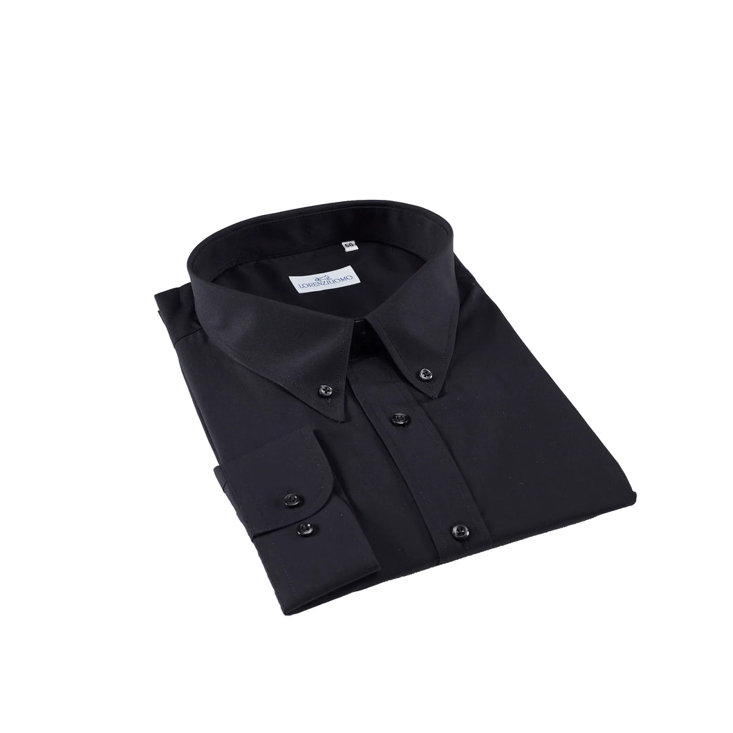 Camicia nera calibrata collo button down con taschino 4085