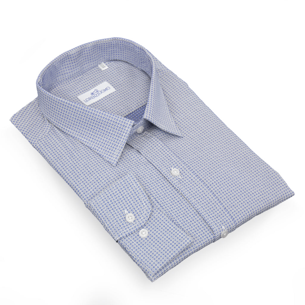 Camicia azzurra calibrata collo classico con taschino 4114